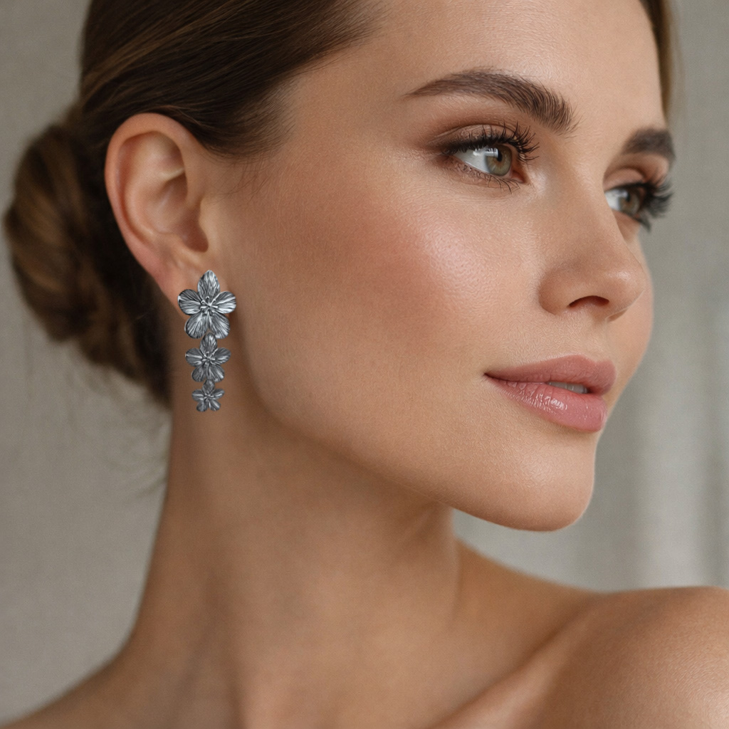 Dámské ocelové náušnice květy Eliora (3)